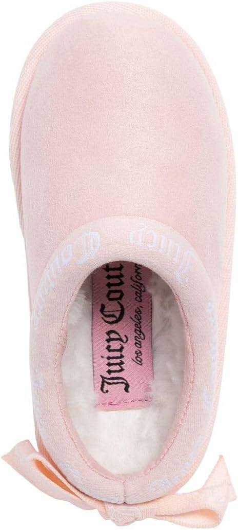 Juicy Couture Girls Platform Slippers – Cozy Faux Fur Lined Slip-On House Shoes for Little Kids and Big Kids with Logo Strap and Back Bow - Image 2