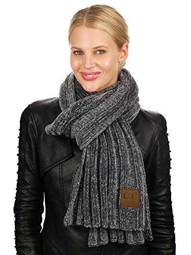 C.C Women's Ultra Soft Chenille Ribbed Thick Warm Knit Shawl Wrap Scarf2