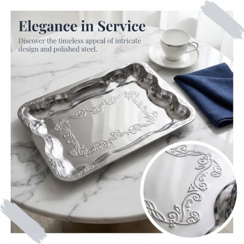 Bandeja decorativa vintage rectangular de acero inoxidable antioxidante 4