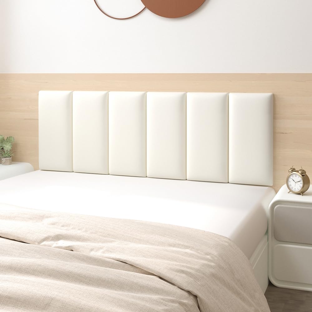 Wall Mounted Headboard Queen Size - Peel And Stick Headboard & Upholstered Wall Panels - Bed Headboard/Queen Backboard for Bed Queen Headboard,White,60x30cm/3 Pcs
