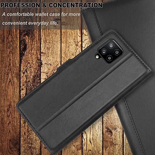 Housse en cuir pour Galaxy A12 étui noir élégant à rabat haute protection - 7