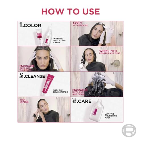 Image of L'Oreal Paris Excellence Creme Triple Care No Ammonia Long-lasting Hair Color, 100% Grey Coverage, Powered by Pro-keratin and French Rose Oil, Shade Black 1, 72ml+100g