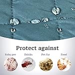 H.VERSAILTEX Reversible Futon Slipcover Water Repellent Futon Cover Seat Width Up to 70" Washable Furniture Protector 2" Elastic Strap Anti-Slip Futon Cover for Dogs (Futon, Smoke Blue/Beige) - Image 5