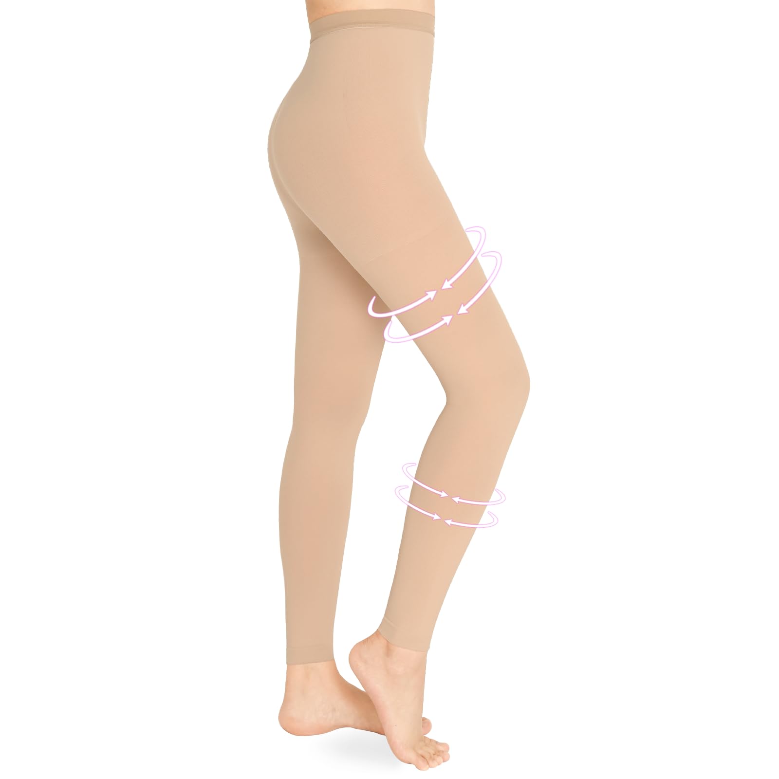 Wegitcs Compression Pantyhose for Women & Men, Footless 20-30mmHg Medical Graduated Compression Leggings, Waist High Support Tights, Opaque Stockings