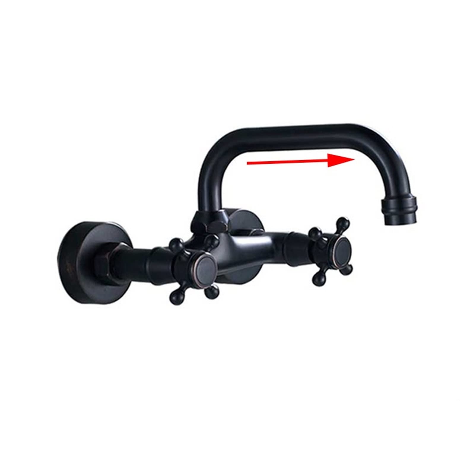 Cudtapi Black Bronze A Bathroom Faucet Black Bathroom Basin Faucet 360 Degree Rotating Spout Hot And Cold Two-Handle Wall Mounted Kitchen(Black Bronze A)