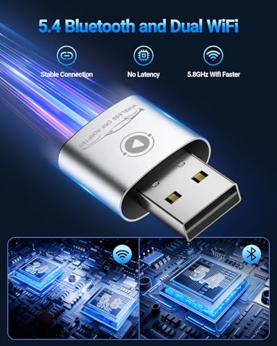 Image of vnilrgle Wireless CarPlay Adapter for Apple iPhone(2026 Upgraded) Mini Design, Converts Factory Wired to Wireless Adapter for CarPlay, Plug and Play, Auto Connect Fast and Stable(White)