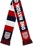 Icon Sports Officially Licensed USA Soccer Supporter Scarf – “One Nation” Red, White & Blue Knit Fan Scarf with USA Crest