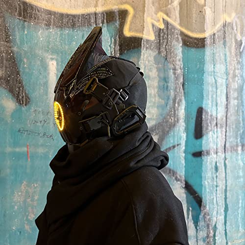 Image of Techwear Mask Punk Mask Helmet,LED Light Cool Samurai Mask,Halloween Cosplay Anime mask
