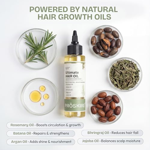 Image of Proskire Ultimate Hair Growth Oil | Lightweight Non-Greasy Hair Growth Oil with Rosemary, Batana & Bhringraj | Reduces Hair Fall & Boosts Hair Density - 100ml