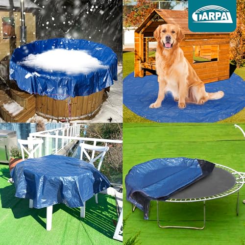 TARPAL 26ft Round tarp Waterproof 8mil Poly Tarps Pool Cover Multifunctional Tarpaulin Pool Covers for Above Ground Pools Dust and UV Resistance （Blue/Black） by TARPAL - Image 5