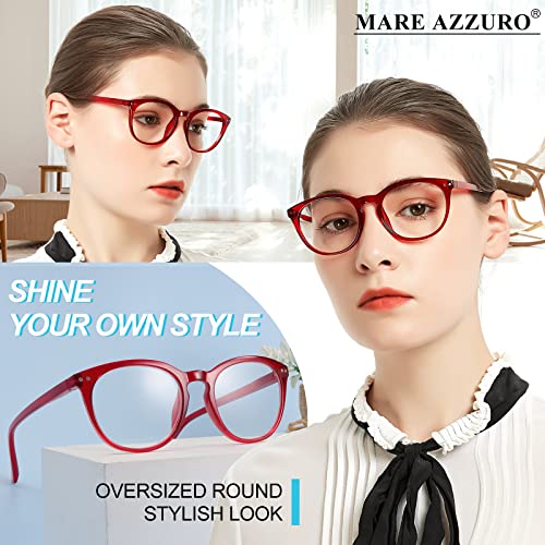 Image of MARE AZZURO Reading Glasses Women Round Readers 0 1.0 1.25 1.5 1.75 2.0 2.25 2.5 2.75 3.0 3.5 4.0 5.0 6.0 (Red 225)