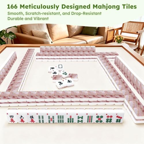 Set de Mahjong Americano con 166 fichas rosa miniatura 7