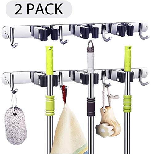VIAV Broom Mop Holder Wall Mount Heavy Duty Tools Hanger Laundry Bathroom Kitchen