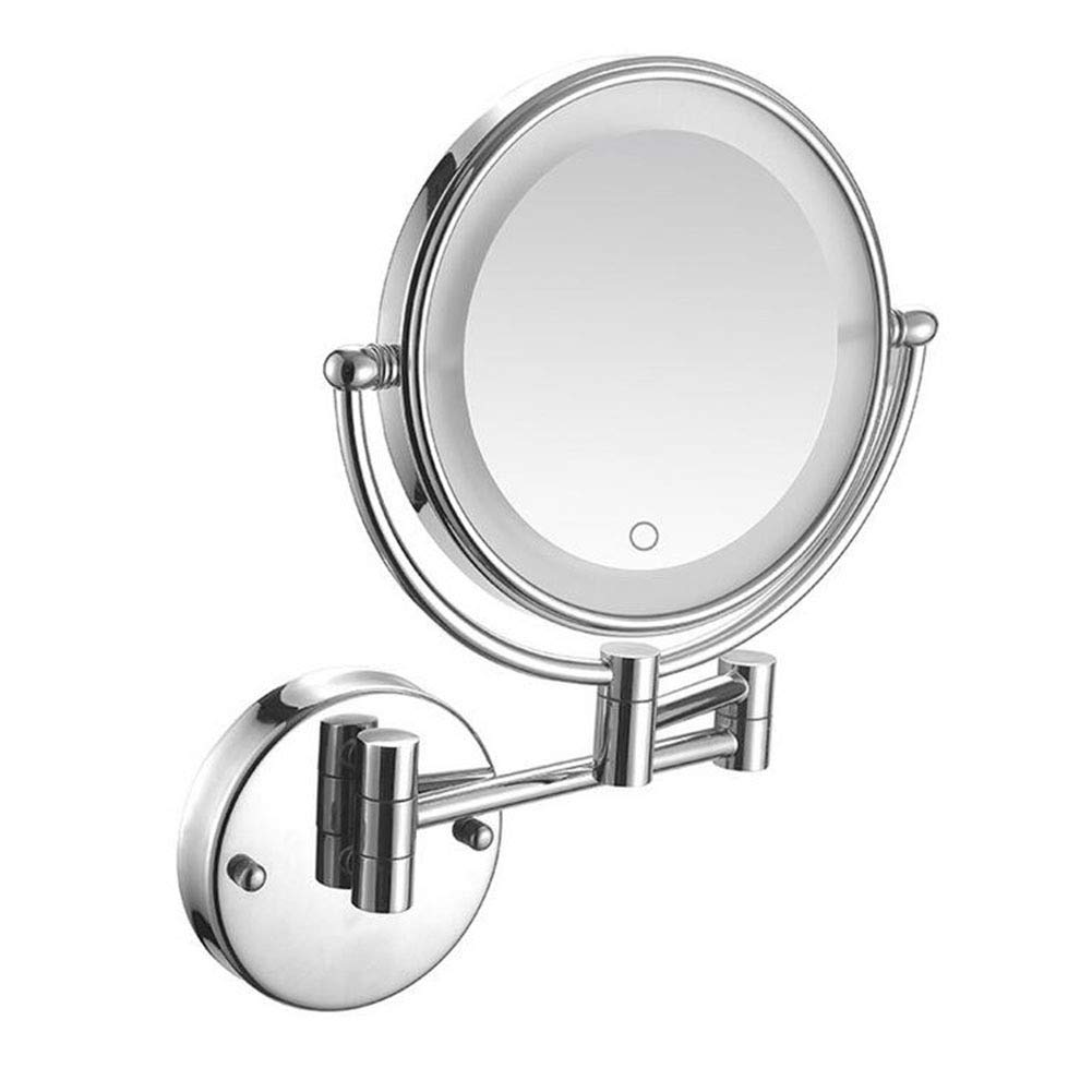 Miroir de beauté pliant chrome double face avec éclairage LED ajustable