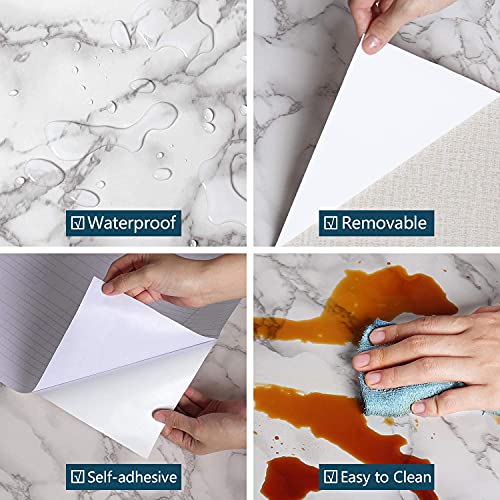 Zibrwuon White/Gray Marble Peel And Stick Wallpaper Waterproof  Self-Adhesive  Removable Gloss Granite Texture Wallpaper Vinyl Film Countertop Stick Paper For Kitchen Furniture (15.7"X394", Gray) #TOP1