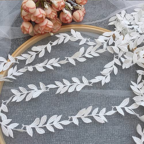 2Yard 91Cm Lace Fabric 2Cm Embroidery White Leaf Lace Ribbon Trimmings Sewing Wedding Collar Dentelle #TOP6