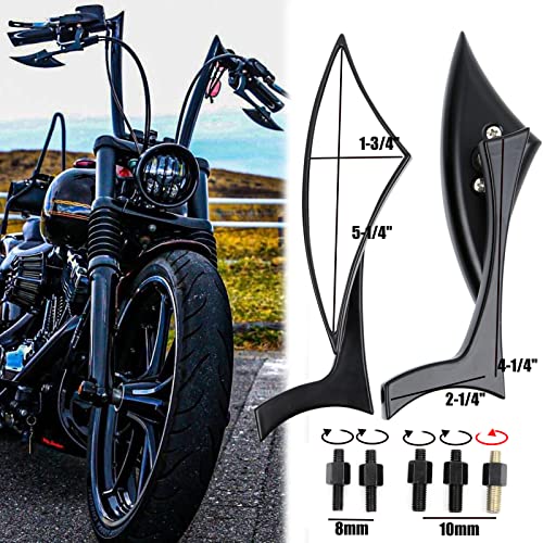 Image of 8mm 10mm Black Motorcycle Rearview Side Mirrors Blade Compatible with Harley Sportster Custom Iron 883 Road King Street Softail Electra Glide