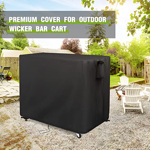 Guisong Outdoor Bar Cart Cover for Outdoor Rolling Wicker Bar Table Set 44\"x19\"x36\", Waterproof Dustcover for Outside Serving Cart, Heavy Duty Out door Beverage Cooler Covers