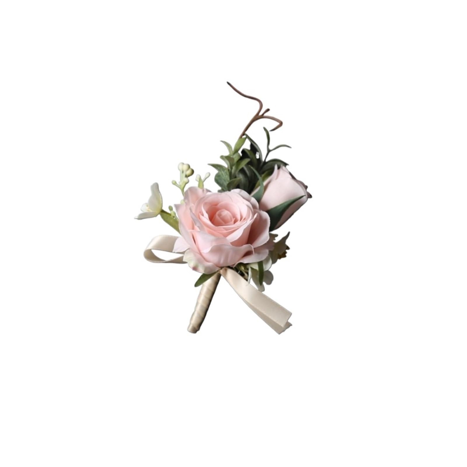 WTAXBH Corsages for Weddings Artifical Boutonnieres Flowers Rose Silk Wrist Corsage Bride Bridesmaid Handmade Groom's Chest Flower(Pink-brooch)