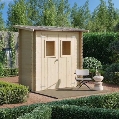 Casetta in legno 2x1 m Addossata Jack Per Attrezzi con porta doppia finestrata 198x98 cm