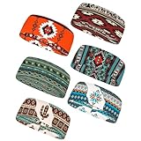 Forchrinse 6Pieces Native American Navajo Sport Sweatbands Headband for Men Women South Aztec Headband Non Slip Soft Athletic Travel Headbands Sweat Absorption, FOR-P9-6Set-55