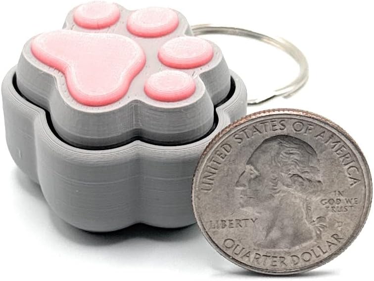 3D-Printed Clickable Fidget Toys – Fun, Satisfying, and Collectible! (Cat Paw Keychain, Stone Gray)
