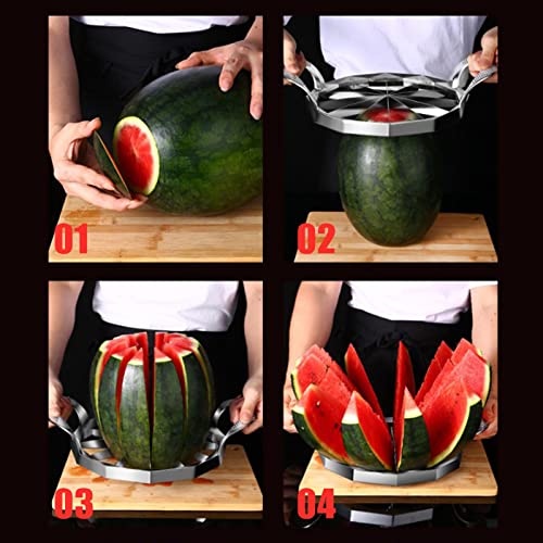 Limily Watermeloensnijder van roestvrij staal, fruitsnijder van roestvrij staal met antislip handvat, klein keukengereedschap voor watermeloen, cantaloupe, geurlamp - Image 7