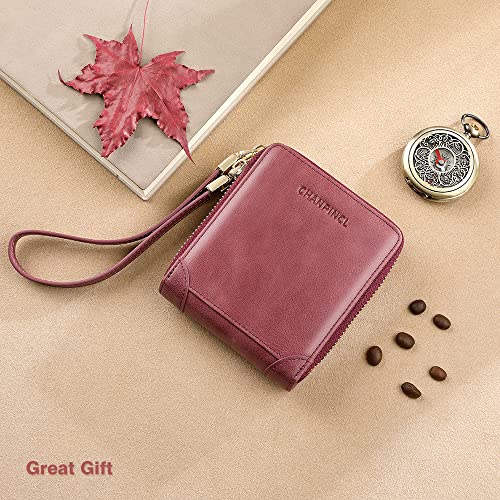RFID Wallets for women Genuine Leather Zipper Purses Secure Large Capacity Multi-card Wallets Clutch Travel Wristlet (Purple)3