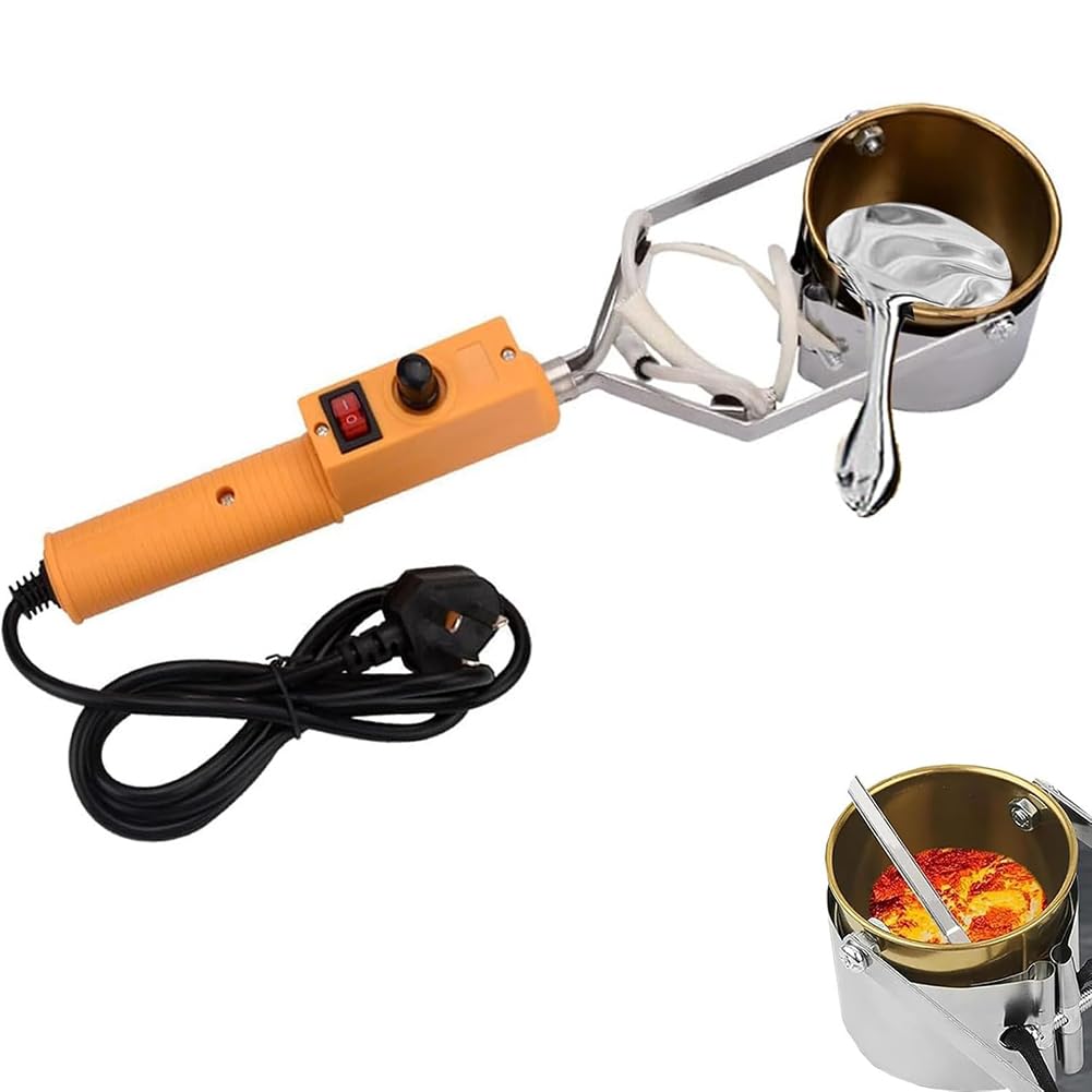 Pot de Fusion électrique Portable pour Plomb, 300 W pour moules de Poids de pêche, Four de Fusion de métal avec poignée, température 150-450 ℃, creusets de Profondeur 65 mm, pour Pendentif