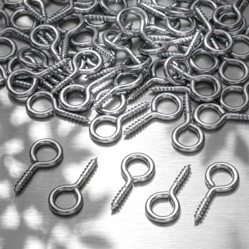 Image of Hicarer 100 Pack 2.2 Inch Zinc Plated Carbon Steel Eye Bolt, M6 Thread Heavy Duty Screw Hook, Self Tapping Screw for Wood, Galvanized Ring Bolt for Indoor Outdoor Use