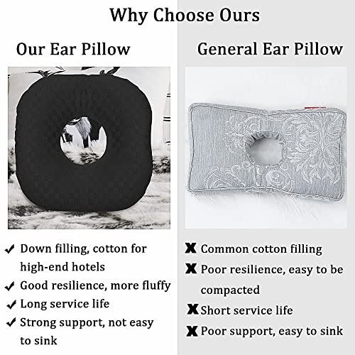 Image of Ear Piercing Pillow for Side Sleepers, Pillow with an Ear Hole for CNH and Ear Pain Ear Inflammation Pressure Sores, O-Shaped Side Sleeping Pillow, Ear Guard Pillow(Black)