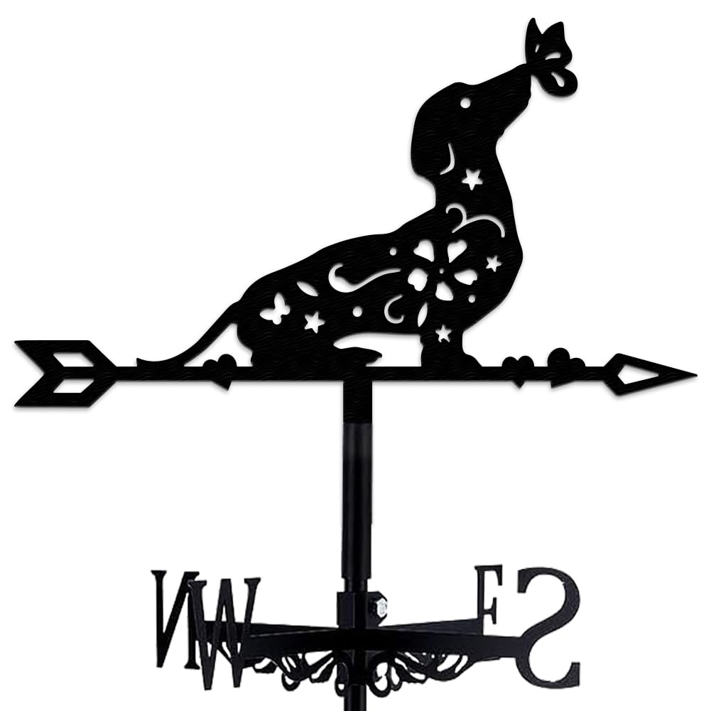 WIQUYBML Dog Weathervane Metal Wind Vane Dachshund Decoration Direction Indicator Stake Mount Ornament for Farmhouse Yard Roof Outdoor