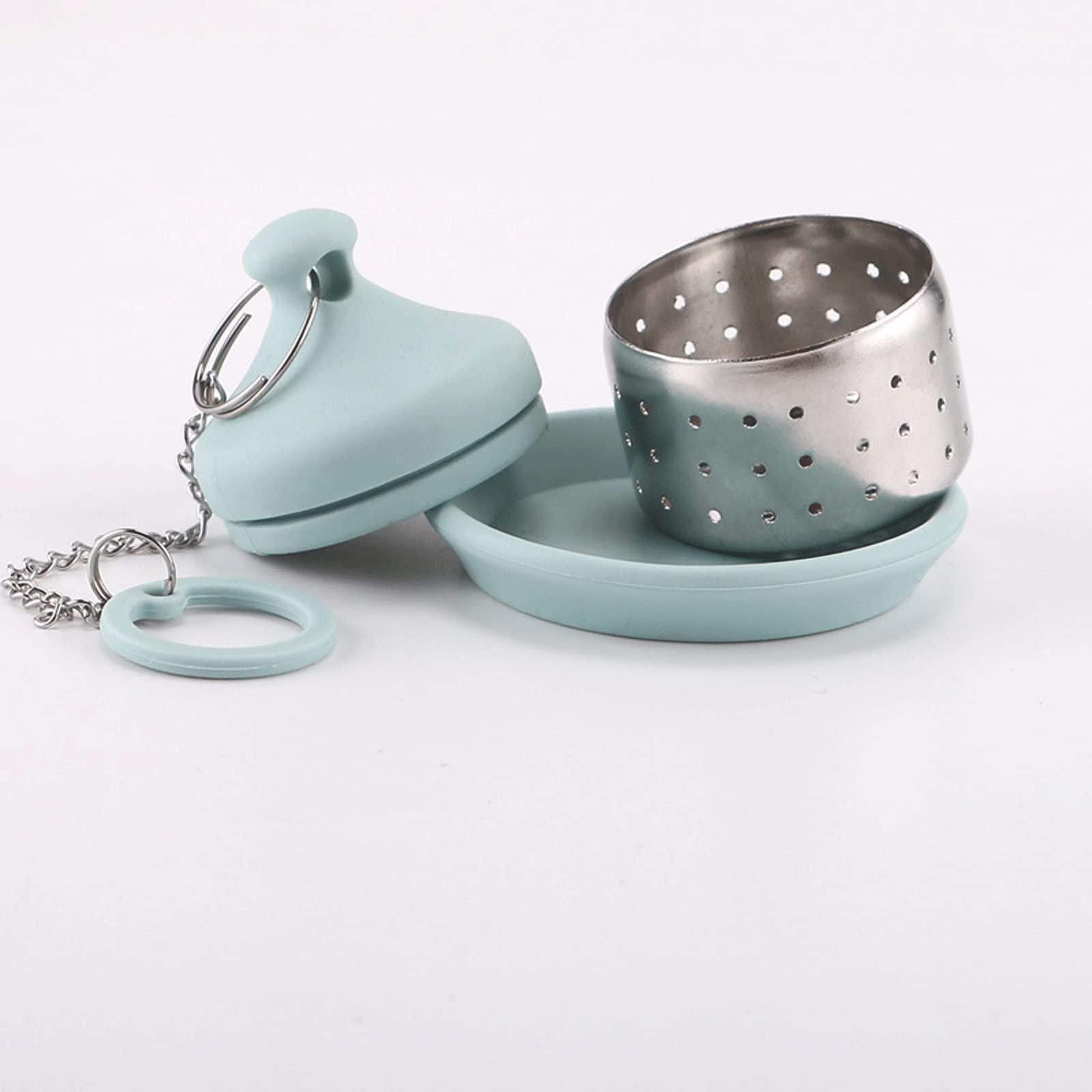 Colador de té creativo con cadena de filtro de té para fugas de té, simple para el hogar, vida en casa, silicona para fugas de té
