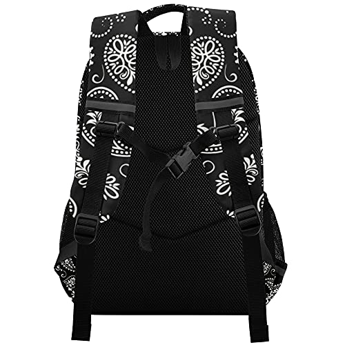 ALAZA Ornament Paisley Bandana Print Black Backpack Purse for Women Men Personalized Laptop Notebook Tablet School Bag Stylish Casual Daypack, 13 14 15.6 inch2