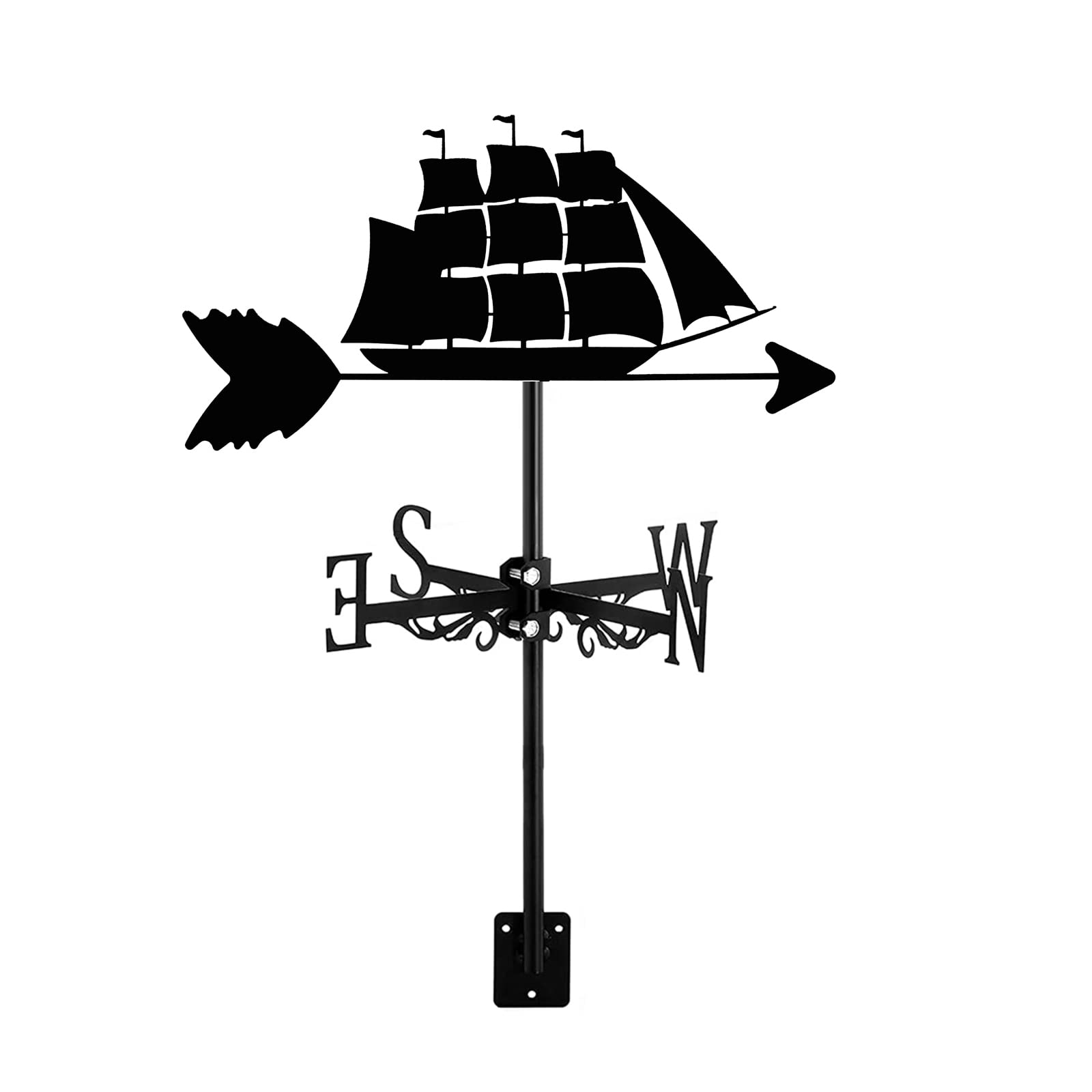 CZYLJLK weathervane vanes for outside Garden Weather Vane Decorative Wind Sailboat Style Roof Mount Ship Decoration Direction Indicator Kit, Outdoor Lawn Metal Bracket Sloop