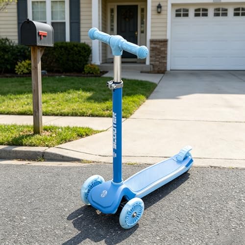 Image of KORIMEFA Scooter for Kids Ages 3-8 with Light-Up Wheels & Deck, 3-Wheel Toddler Scooter with Adjustable Height, Anti-Slip Deck, Lean-to-Steer