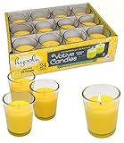 Hyoola Citronella Candle Votives in Glass Cup - 24 Pack - Indoor and Outdoor Decorative and Mosquito, Insect and Bug Repellent Candle - Natural Fresh Scent – 15 Hour Burn Time