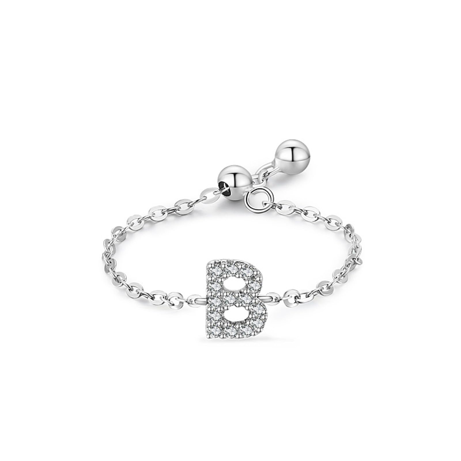 Anillo de oro para mujer, anillo de boda de oro real con diamante, anillo de boda de oro blanco, anillo ajustable para mujeres