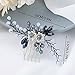Easedaily Bride Wedding Hair Comb Black Rhinestone Bridal Hair Piece Flower Hair Accessories for Women and Bridesmaid