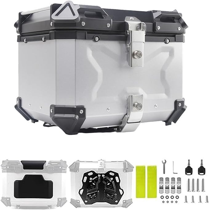Coffre de moto robuste aluminium 36L étanche universel top case