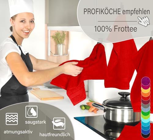 Miniatura 3 de Lashuma Paños De Cocina Super Absorbentes, Trapos Cocina Algodon 50x50 Cm Linz, 4 Toallas De Mano Rojo