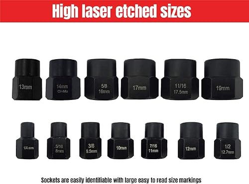 Miniatura 2 de NORTOOLS Juego de 13 herramientas de rosca, extractores de tornillos y tuercas dañados de 38 pulgadas, métricas y SAE