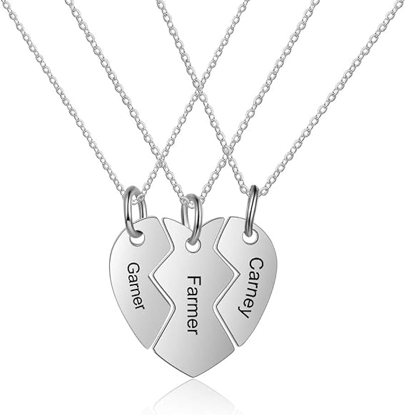 Personalized Silver Broken Heart Shape 