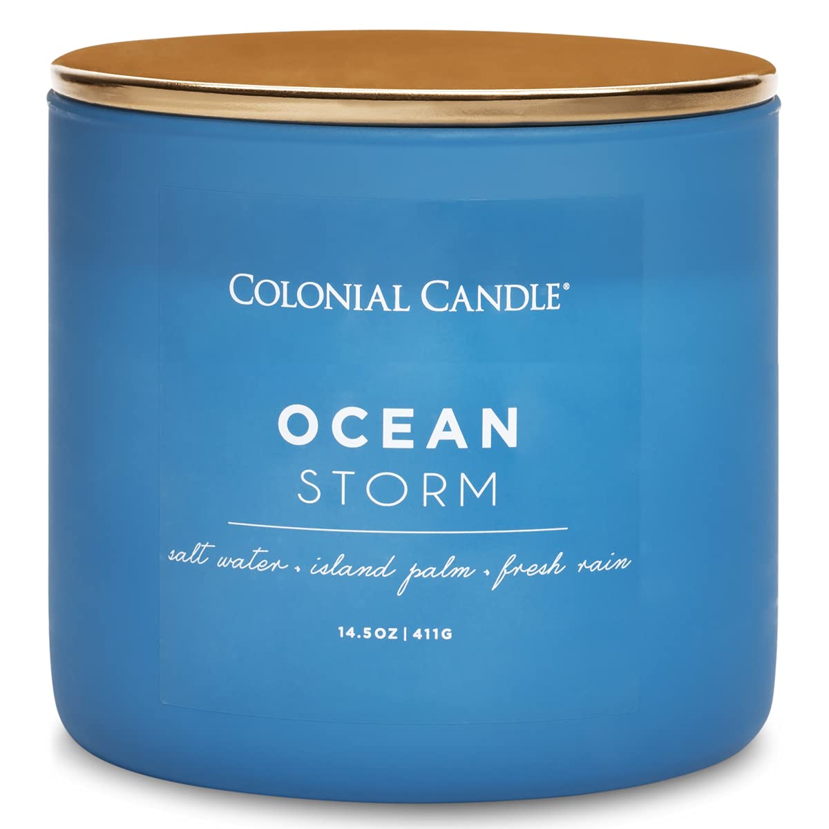 Ocean Storm Scented Jar Candle, Pop of Color Collection, 3 Wick, Blue, 14.5 oz - Up to 60 Hours Burn