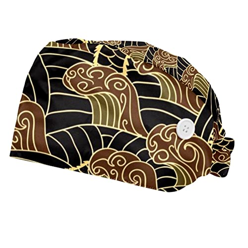 Chapeaux de travail motif de dragon JDEZ casquettes bouffantes pour hommes et femmes