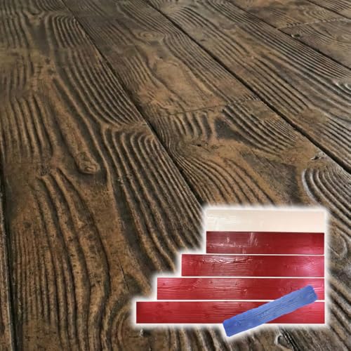 GlobMarble 11 in Natural Wood Grain concrete stamps set of six — rigid, floppy and skin mats for plank-look patios