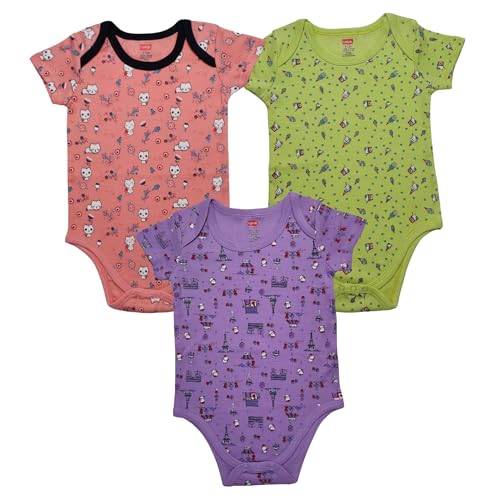 Image of LuvLap Baby Boys & Girls 100% Cotton Half Sleeve Romper /Bodysuit, Pack Of 3