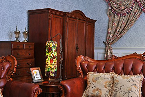 Bieye L10399 Grapes Tiffany Style Stained Glass Long Cylinder Table Lamp, Floor Lamp, 33-inch Tall by Bieye - Image 7