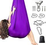 Sensory Swing+360°Swivel Hanger,Adjustable Height Indoor Outdoor Swing for Kids, Hanging Pod Chair,