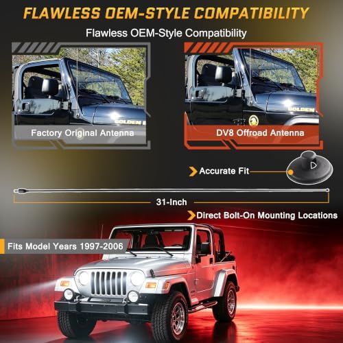 31In Full‑Size Car Antenna Kit Fit for 1997‑2006 Jeep Wrangler — 사진 3